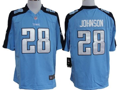 Light Blue Game Jersey Tennessee Titans 28 Chris Johnson